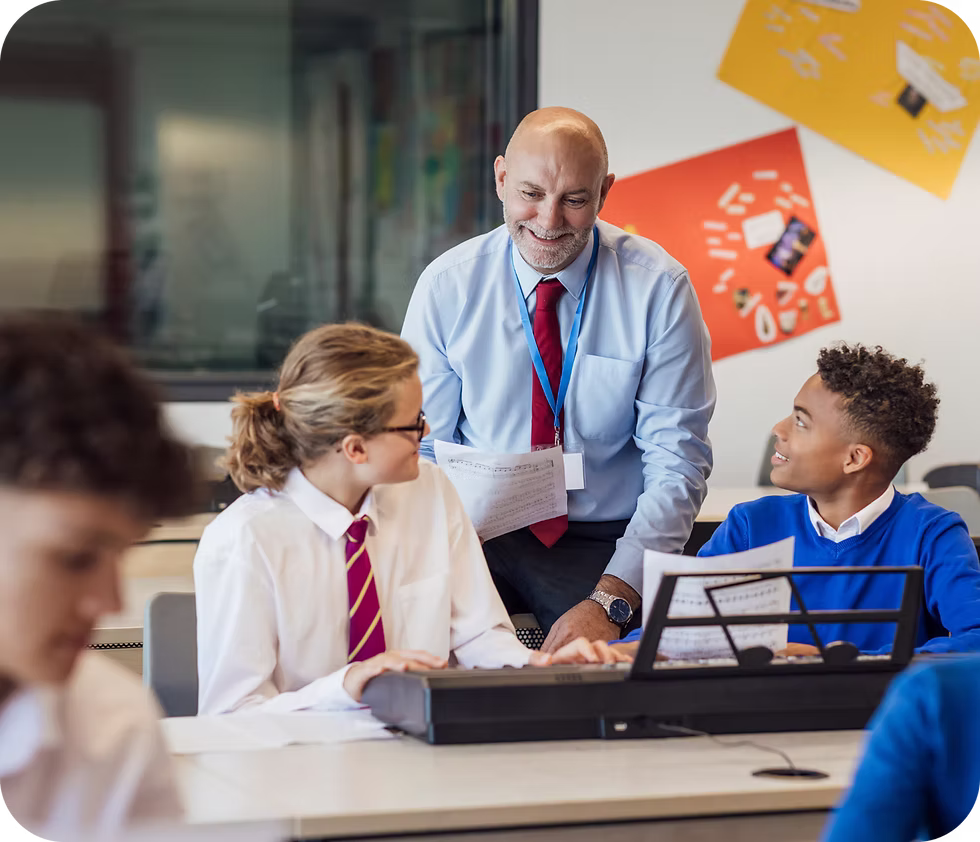 A teacher leading a lesson in a classroom